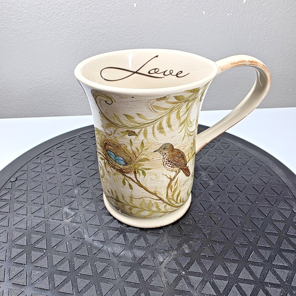 Kate McRostie Nature's Nest Bird Ceramic Mug Square One 4.5" Tall